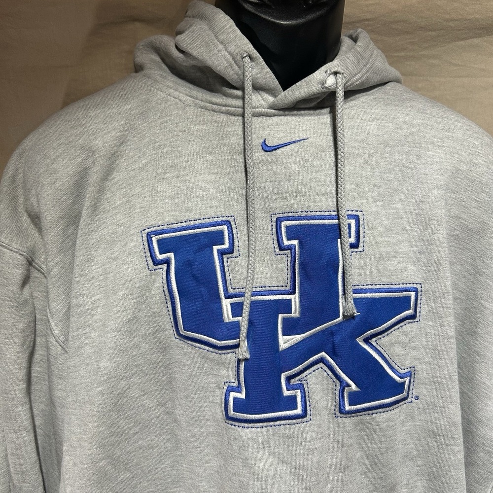 Vintage Nike Center Swoosh Kentucky Wildcats Hoodie Mens XL Grey UK Y2K